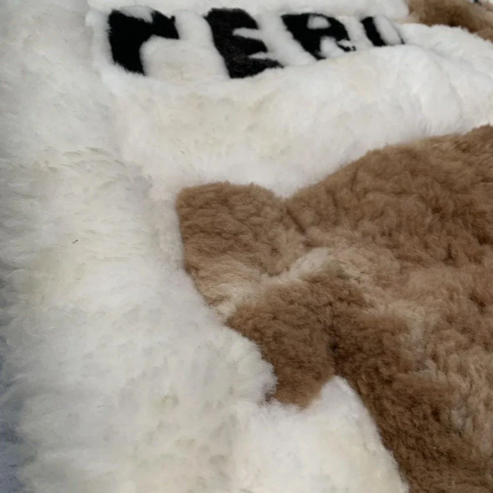 Vtg Peruvian 100% Alpaca Fur‎ Tapestry Rug Hand-made 38x 28 Mother & Calf Rare